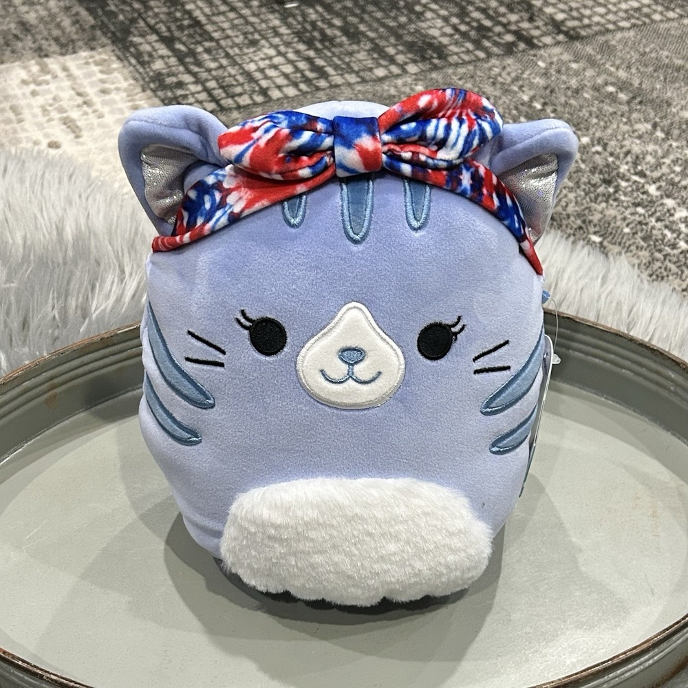 Squishmallows Summer 2025 Carizma the Cat 8 inch 4th of July Bandana NEW w Tags